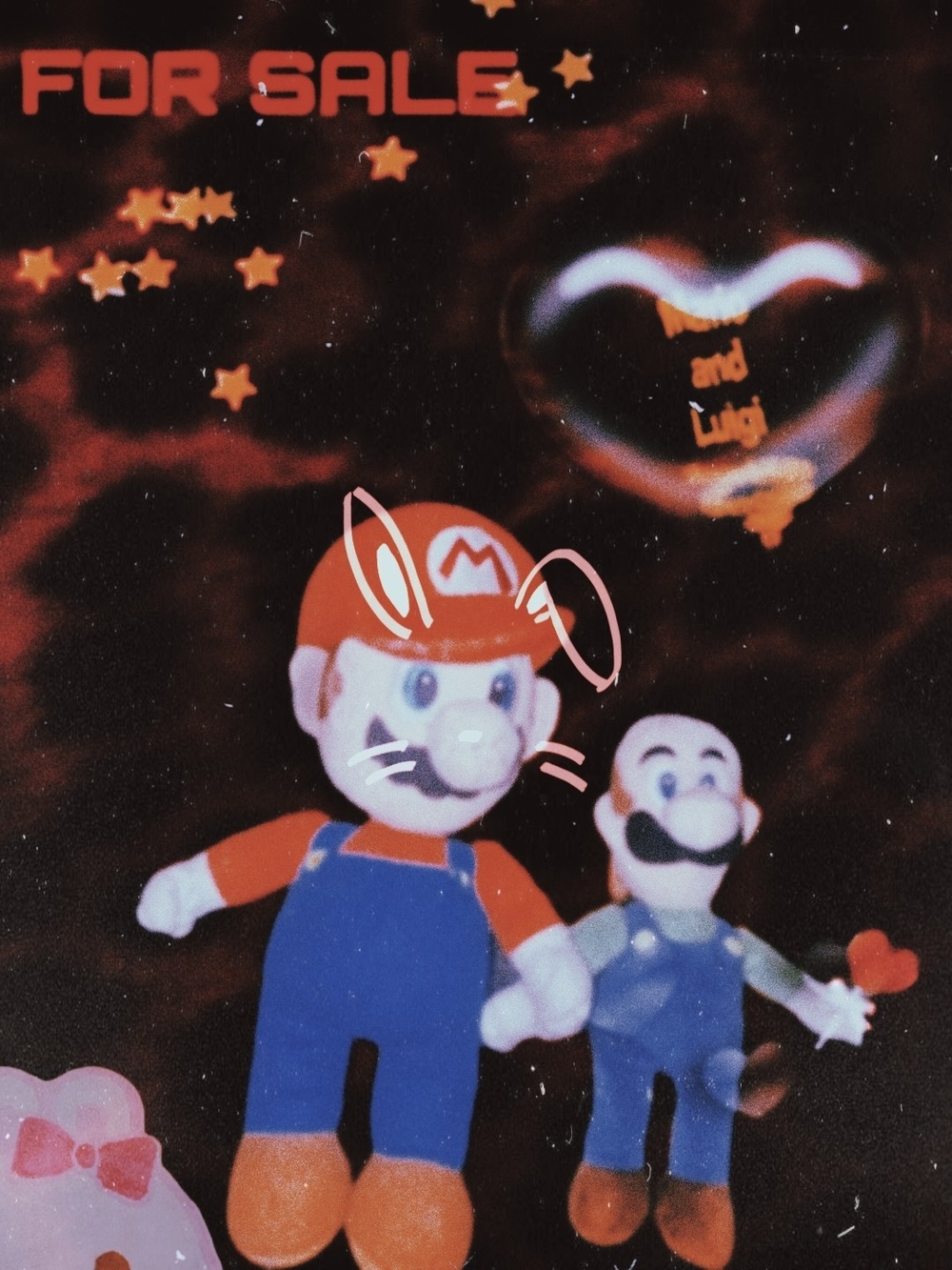 Mario & Luigi Plush Art Print - Red, Blue Decorative Home Art